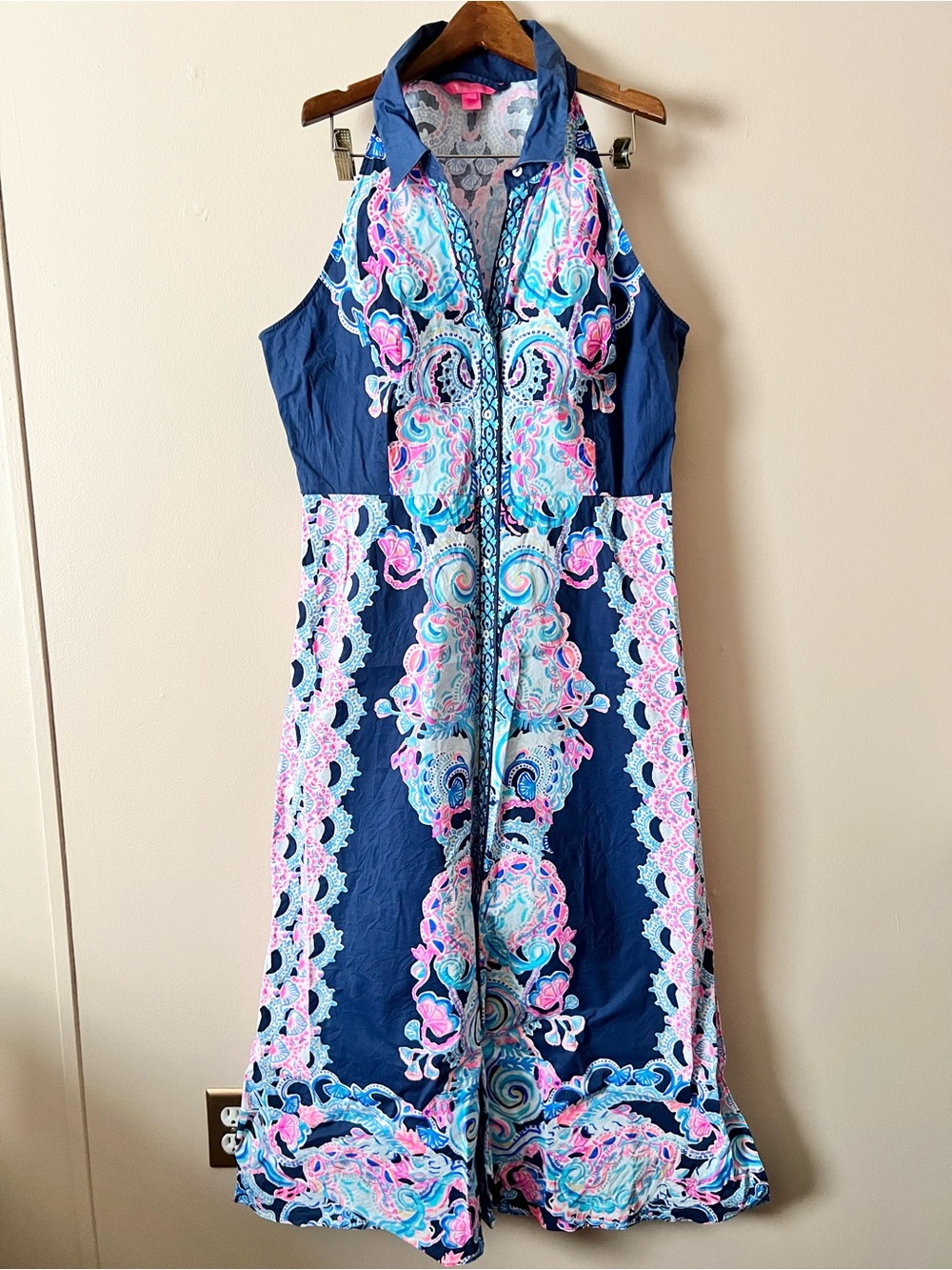 Lilly Pulitzer Navy Multicolor Paisley Halter Mini Dress